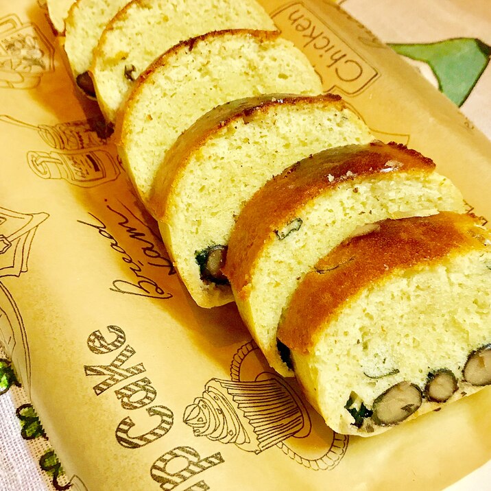 トースターで簡単おやつ☆御節の黒豆でパウンドケーキ
